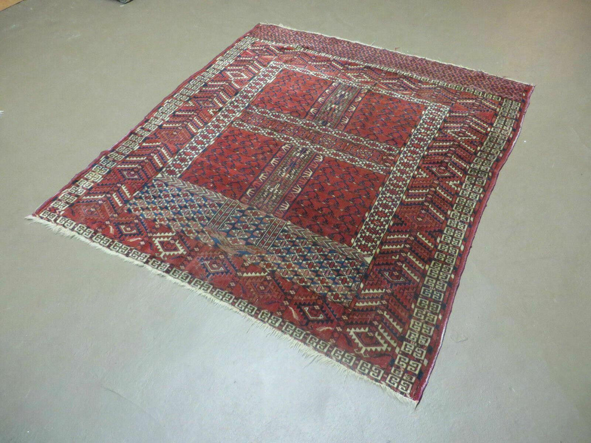 Antique Turkoman Rug 4x5, Ensi Hatchli Tekke Wool Rug - Jewel Rugs, view 2