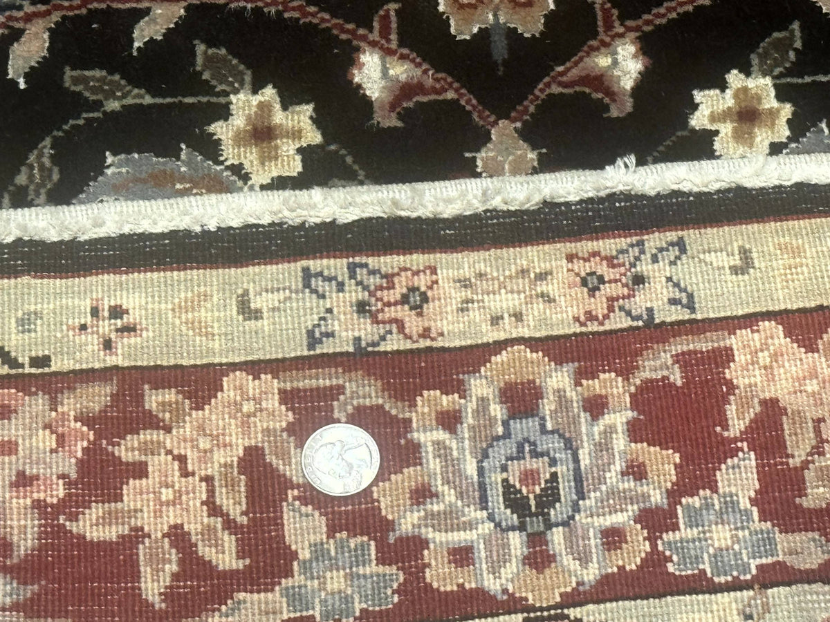 Black Sino Persian Rug 3x5, Wool with Silk Highlights, Floral, Fine 170 KPSI - Jewel Rugs, view 10