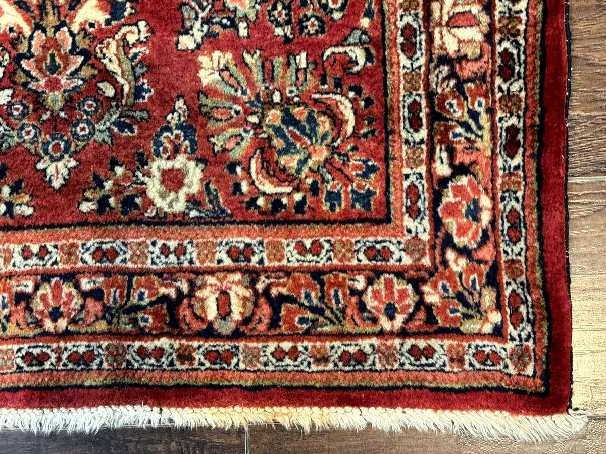 Red Persian Sarouk Rug 3 x 5.8, Antique Wool Carpet, 210 KPSI - Jewel Rugs, view 10
