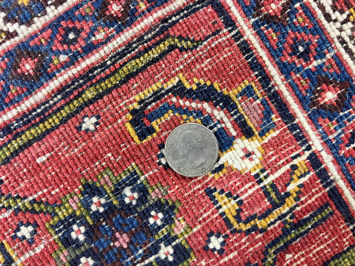 Persian Bidjar Rug 8x11, Floral Bouquets, Blue Black Red Pink, Handmade Hand Knotted Vintage Semi Antique Oriental Carpet - Jewel Rugs, view 10
