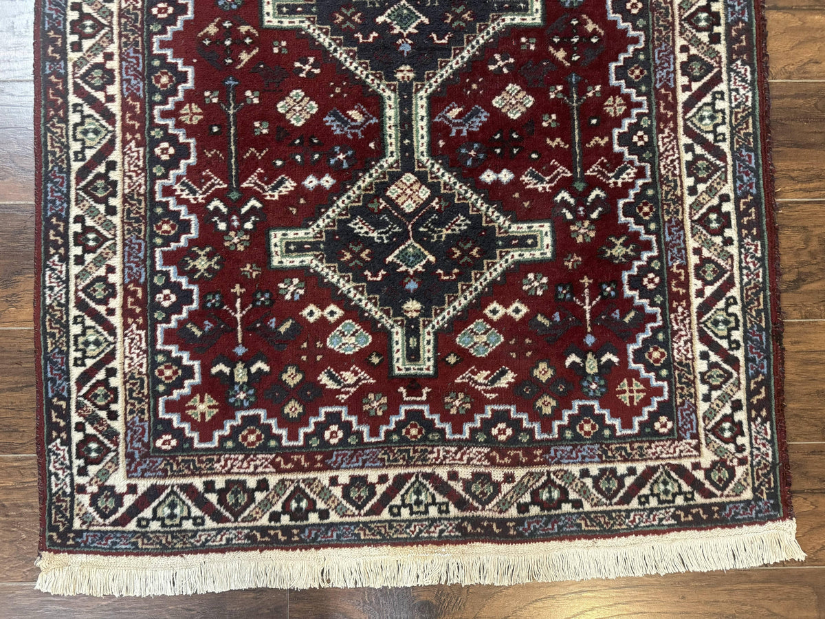 Persian Afshar Rug 4x5 Red Navy Geometric Tribal Wool Carpet - Jewel Rugs, view 6