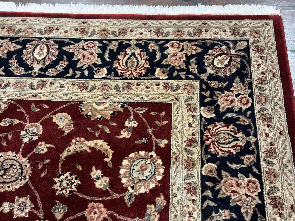 Maroon Persian Area Rug 8x10, Floral Allover, Pak Persian, Wool and Silk Highlights, Traditional Oriental Carpet - Jewel Rugs, view 8