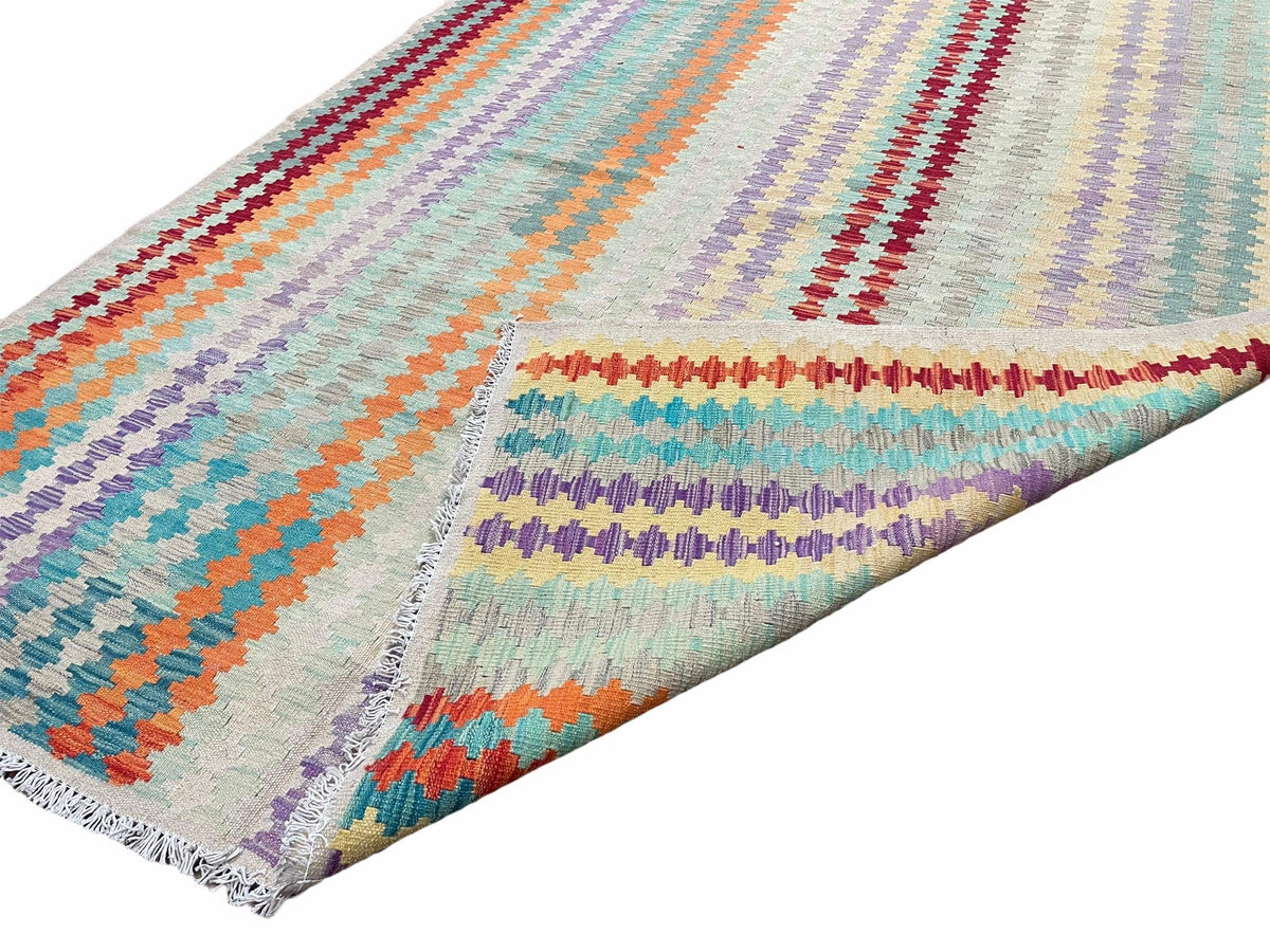 Colorful Kilim Rug 6x8 Multicolor Turkish Kilim Rug 6 x 8 Flat Weave Kilim Playful Anatolian Kilim Wool Kilim New Rug - Jewel Rugs, view 9