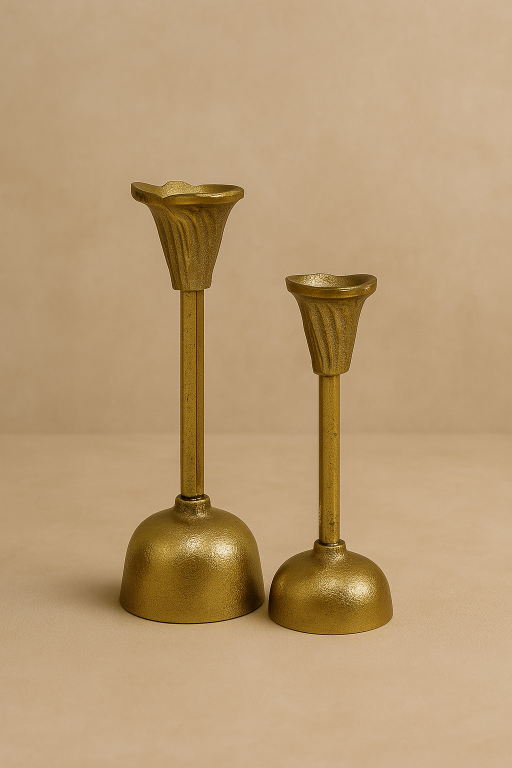 Bloom Candle Holder – Hand-Cast Gold Aluminium Fluted Taper Candle Stand - Raiz Studio, view 7