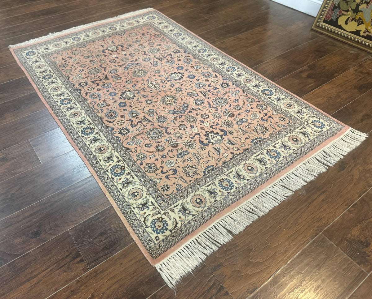 Pak Persian Rug 4x6, Pink and Cream, Very Fine 225 KPSI, Handmade Wool Oriental Carpet - Jewel Rugs, view 12