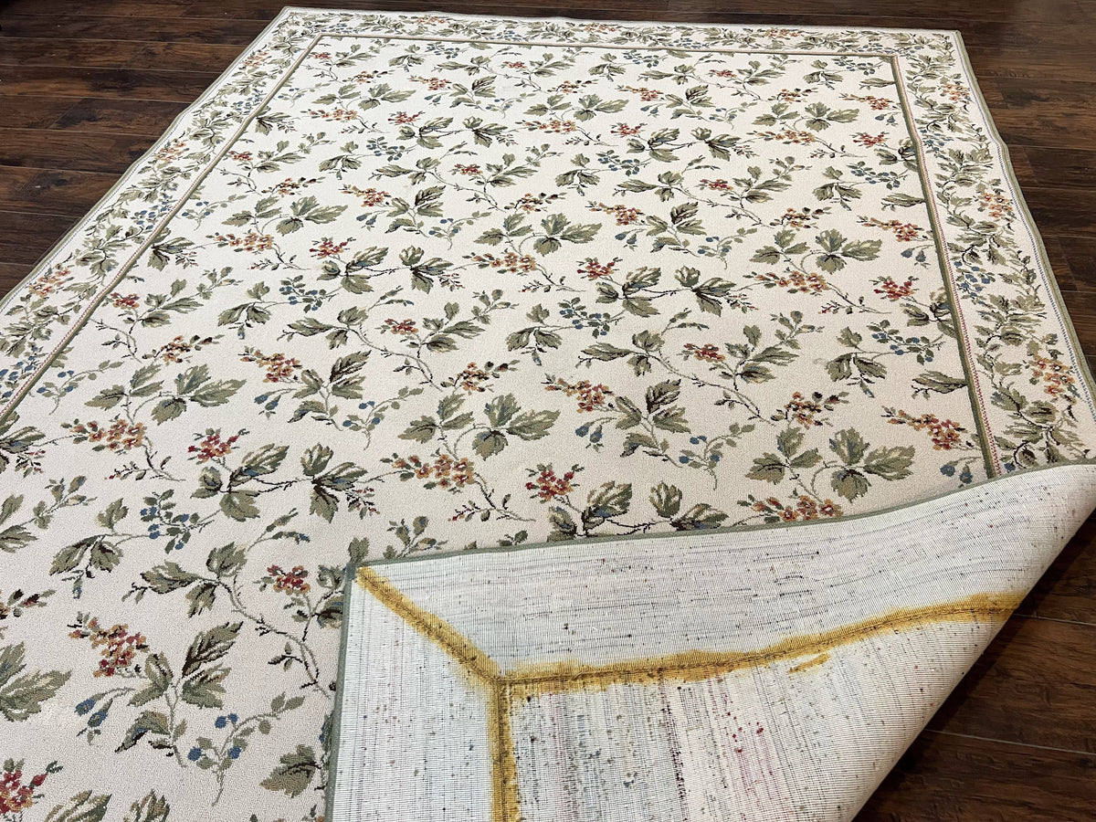 Vintage Stark Carpet 7x10, Ivory and Green, European Aubusson Design, Allover Pattern, Stark Rug - Jewel Rugs, view 11