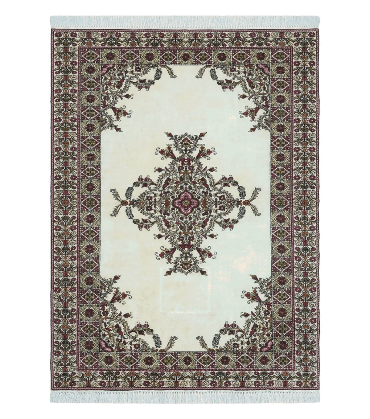 7x10 Moroccan Rug, Open Field Medallion, Berber Carpet, Hand Knotted Soft Wool Area Rug, Cream Color Background, Vintage Rug, Room Sized Rug - Jewel Rugs