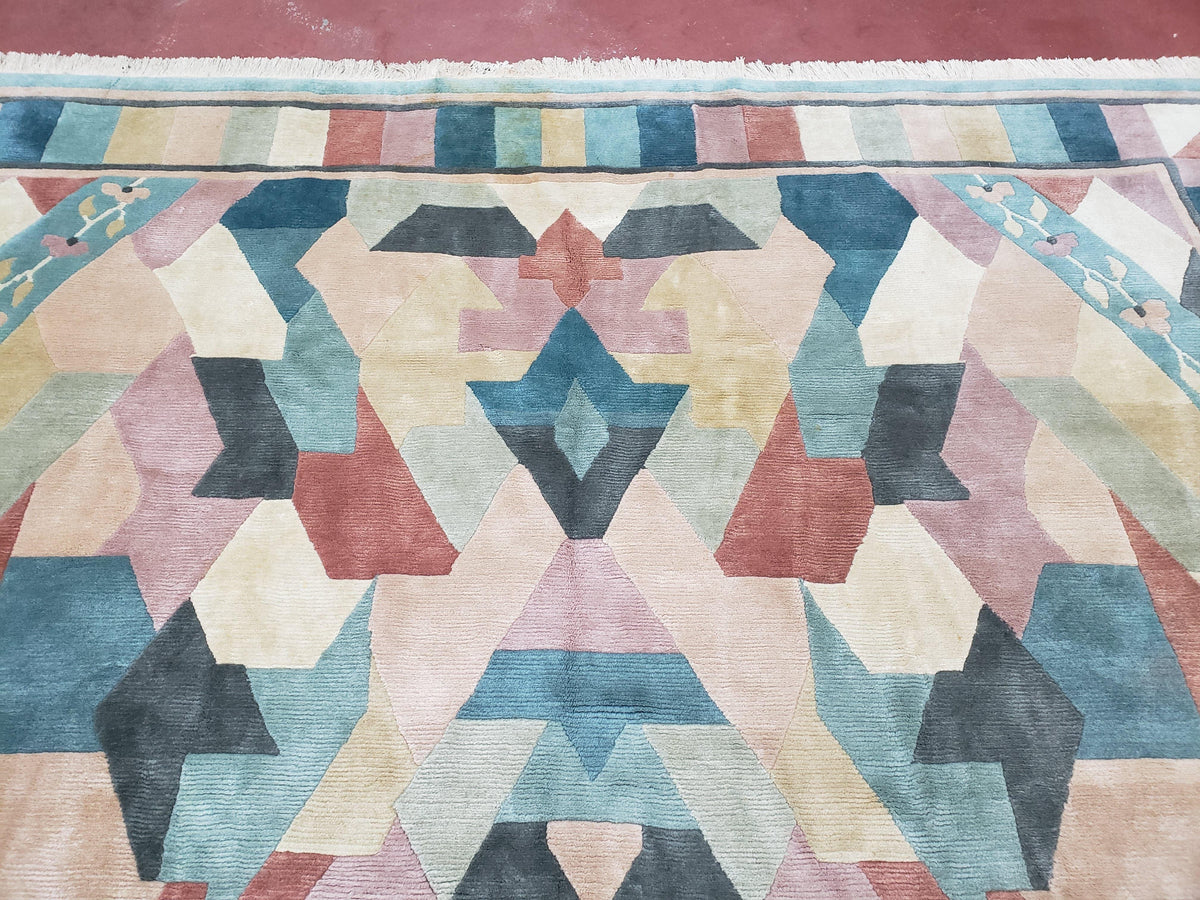 Contemporary Indian Nepalese Area Rug 8x11, Wool Hand-Knotted Modern Multicolor Nepali Abstract Carpet 8 x 11 Soft Playroom Nursery Room Rug - Jewel Rugs, view 4