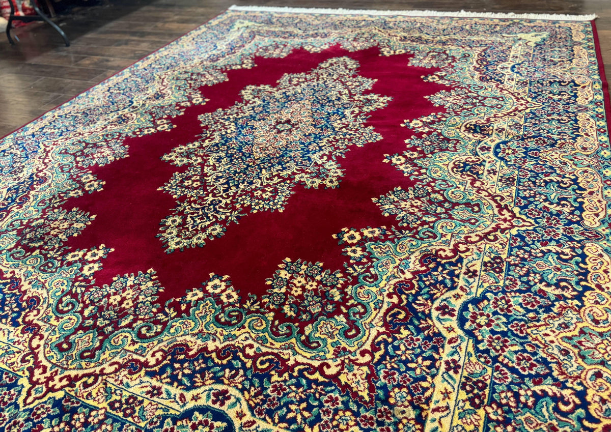Power Loomed Persian Oriental Rug 9x12, Vintage Wool Pile, Kirman Design - Jewel Rugs, view 3