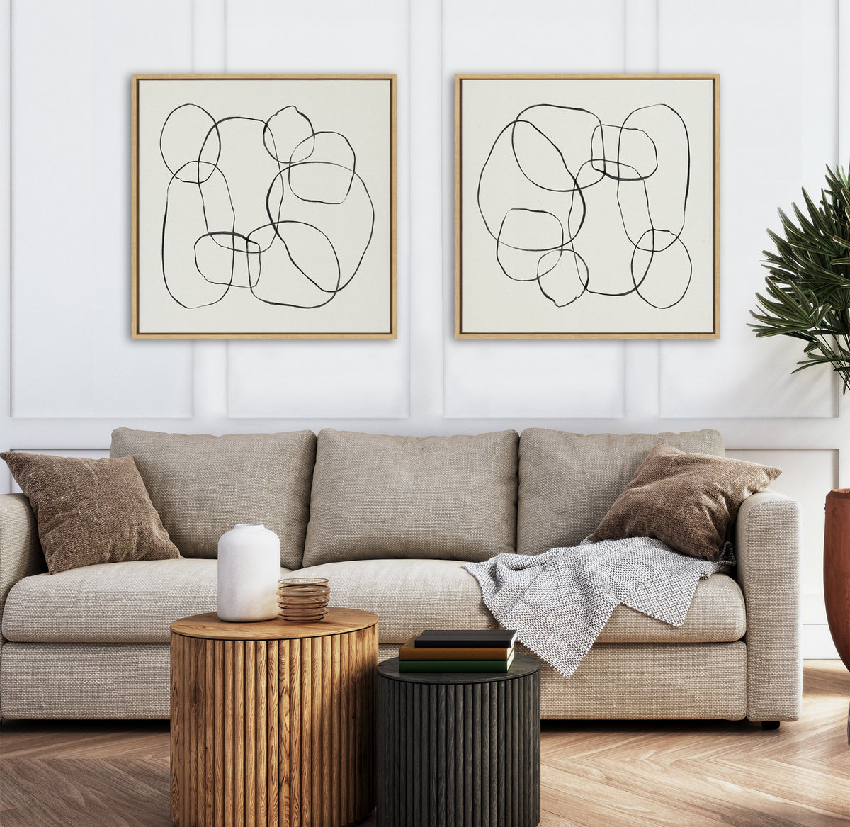Sylvie Dancing Circles Framed Canvas by Teju Reval