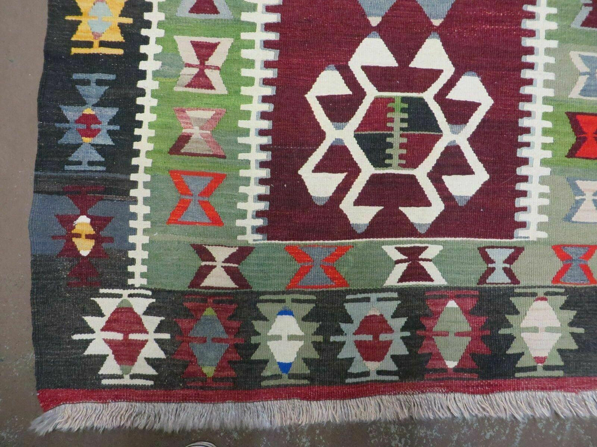 3' 8" X 5' Vintage Turkish Kilim Handmade Flat Weave Wool Rug Veg Dyes - Jewel Rugs, view 8