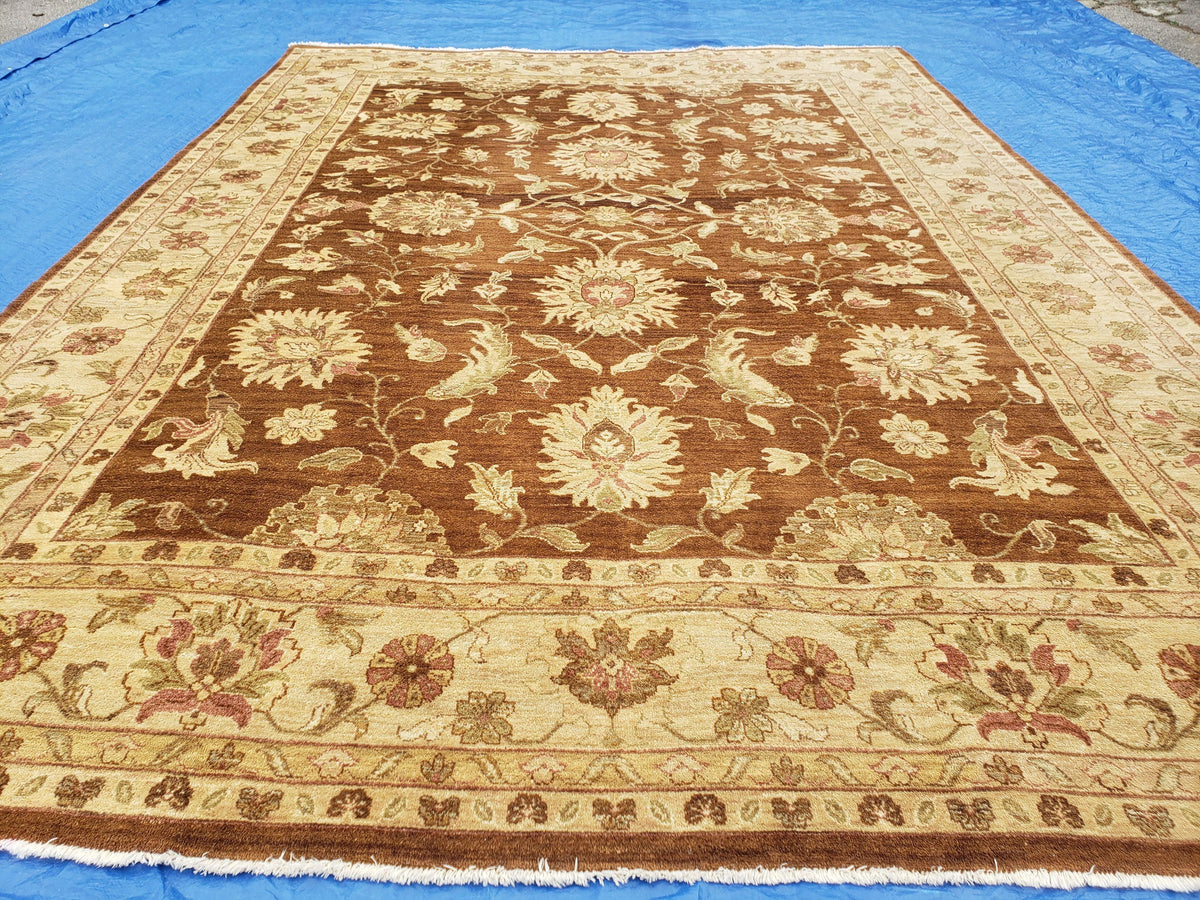 Indo Persian Rug 10x14, Mahal Sultanabad Oriental Carpet, Burnt Orange & Beige, Handmade Wool Area Rug - Jewel Rugs, view 2