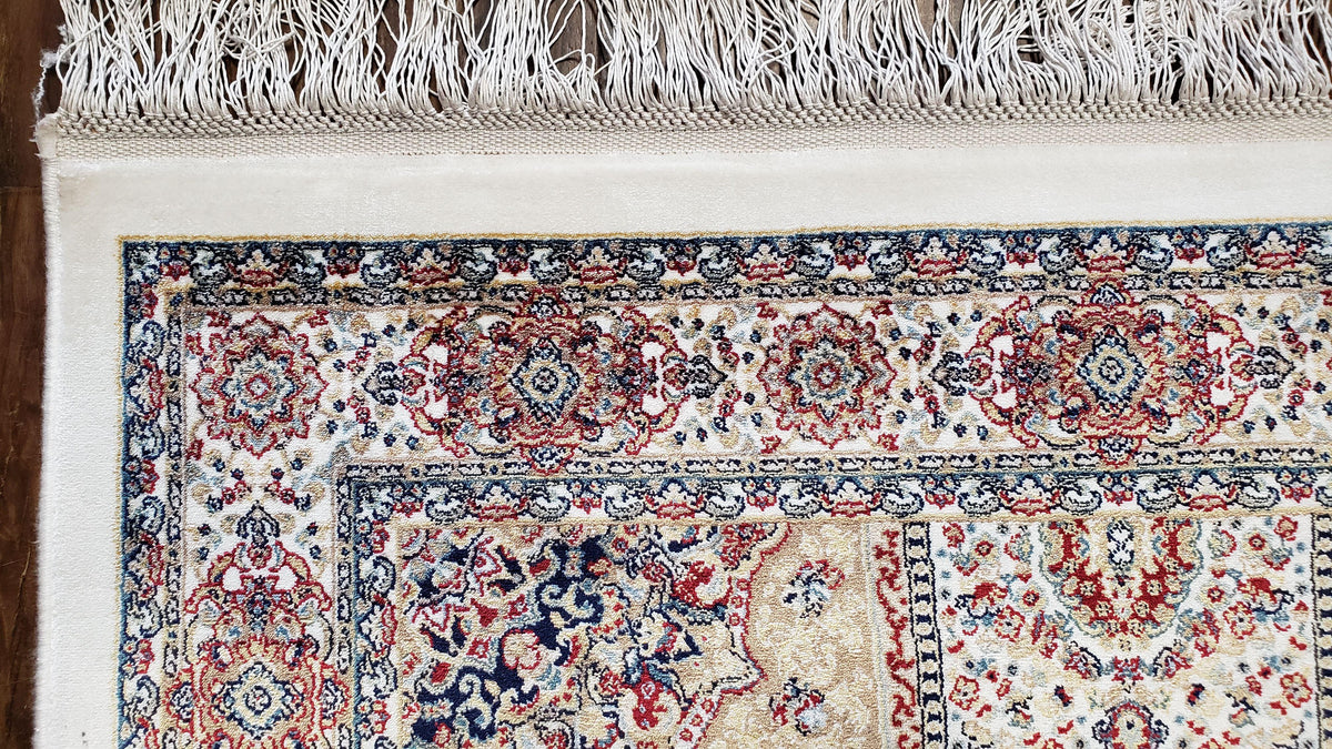 Beige & Cream Small Turkish Silk Rug, Bamboo Silk, Power-Loomed, Persian Design, High Quality, Soft Accent Rug, 3x5 ft, 2' 8" x 4' 11" - Jewel Rugs, view 5