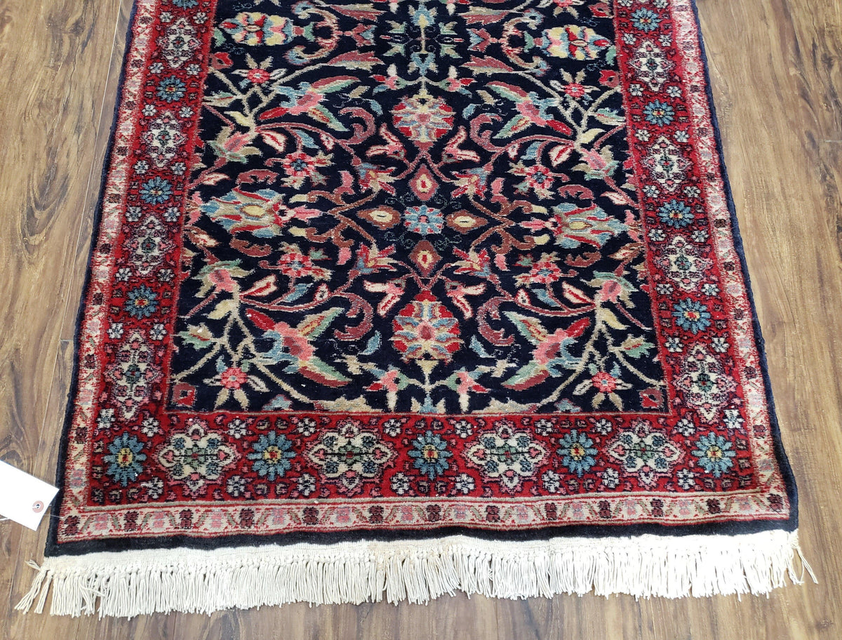 Antique Persian Sarouk Rug 3x5, Navy Blue, Allover Pattern, Hand Knotted - Jewel Rugs, view 6