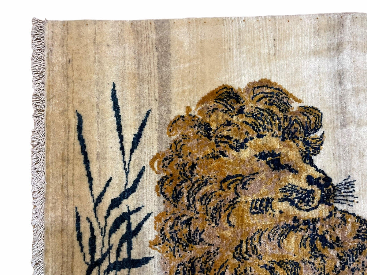 3.5 X 4 Handmade Hand-Knotted New Vintage Rug Quality Wool Lion Organic Dyes - Jewel Rugs, view 6