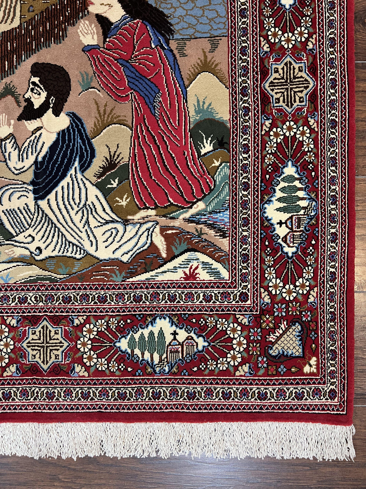 Persian Kashan Pictorial Rug 3x5 - Jesus on Cross - Jewel Rugs, view 9