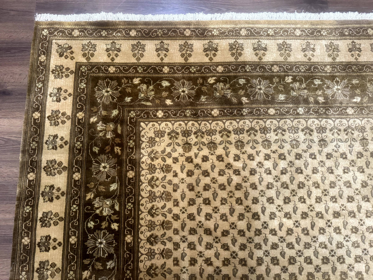 Indo Persian Rug 8x10, Allover Pattern, Beige, Wool Handmade Carpet - Jewel Rugs, view 6