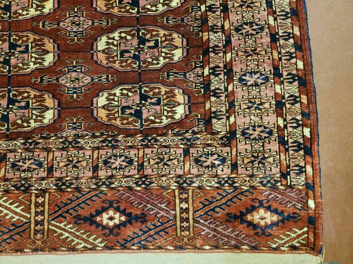 4' X 4' Antique Handmade Turkoman Bokhara Balouch Woven Wool Rug Brick Red Nice - Jewel Rugs, view 9