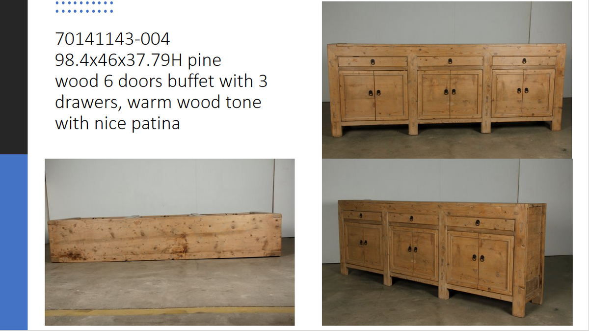 Antique six doors sideboard with drawers (Size and finish vary Approx 8-9ft long)