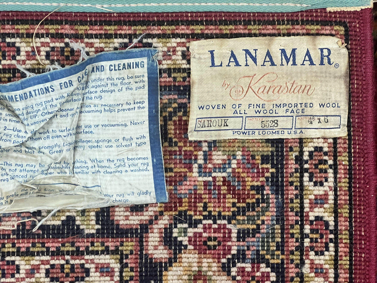 Karastan Rug 4.6 x 6 Lanamar Sarouk #5528, Red Wool Karastan Oriental Carpet, Discontinued, Antique, Wool Pile - Jewel Rugs, view 10