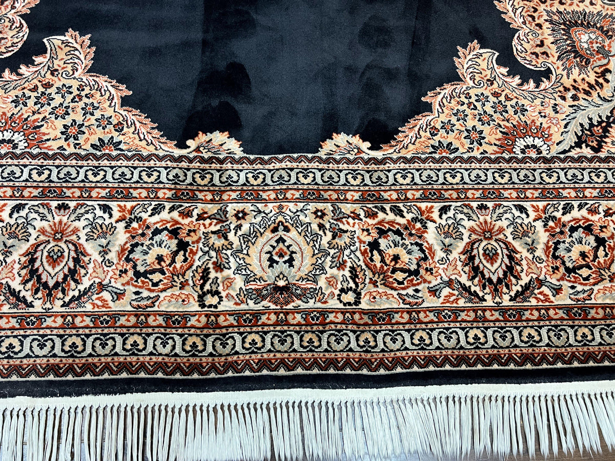 Karastan Rug 10x13, Karastan Ebony Kirman Rug, Room SIzed Wool Pile Vintage Karastan Carpet, Belgium Power Loomed Rug, Black Semi Open Field - Jewel Rugs, view 5