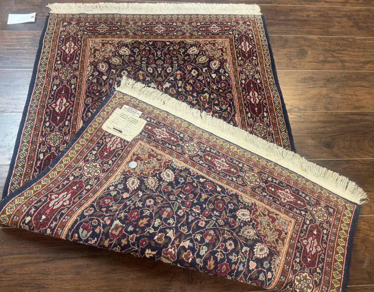 Indo Kashmiri Rug 3x5, Navy Blue, Very Fine 400 KPSI, Pair B - Jewel Rugs, view 12