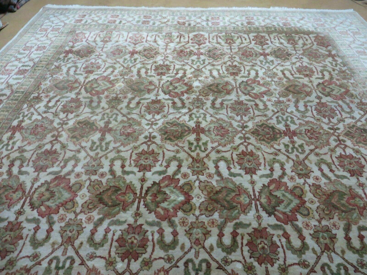 8' 5" X 12' Handmade India Agra Floral Oriental Wool Rug Tea Washed Carpet Nice - Jewel Rugs, view 3