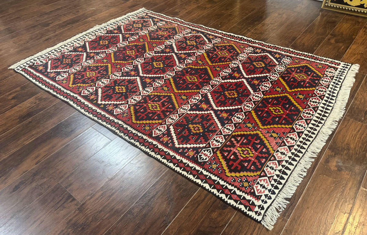 Caucasian Kilim Rug 5x7, Vintage Russian Flatweave Kilim Carpet, Tribal Bohemian Kilim Rug - Jewel Rugs, view 13