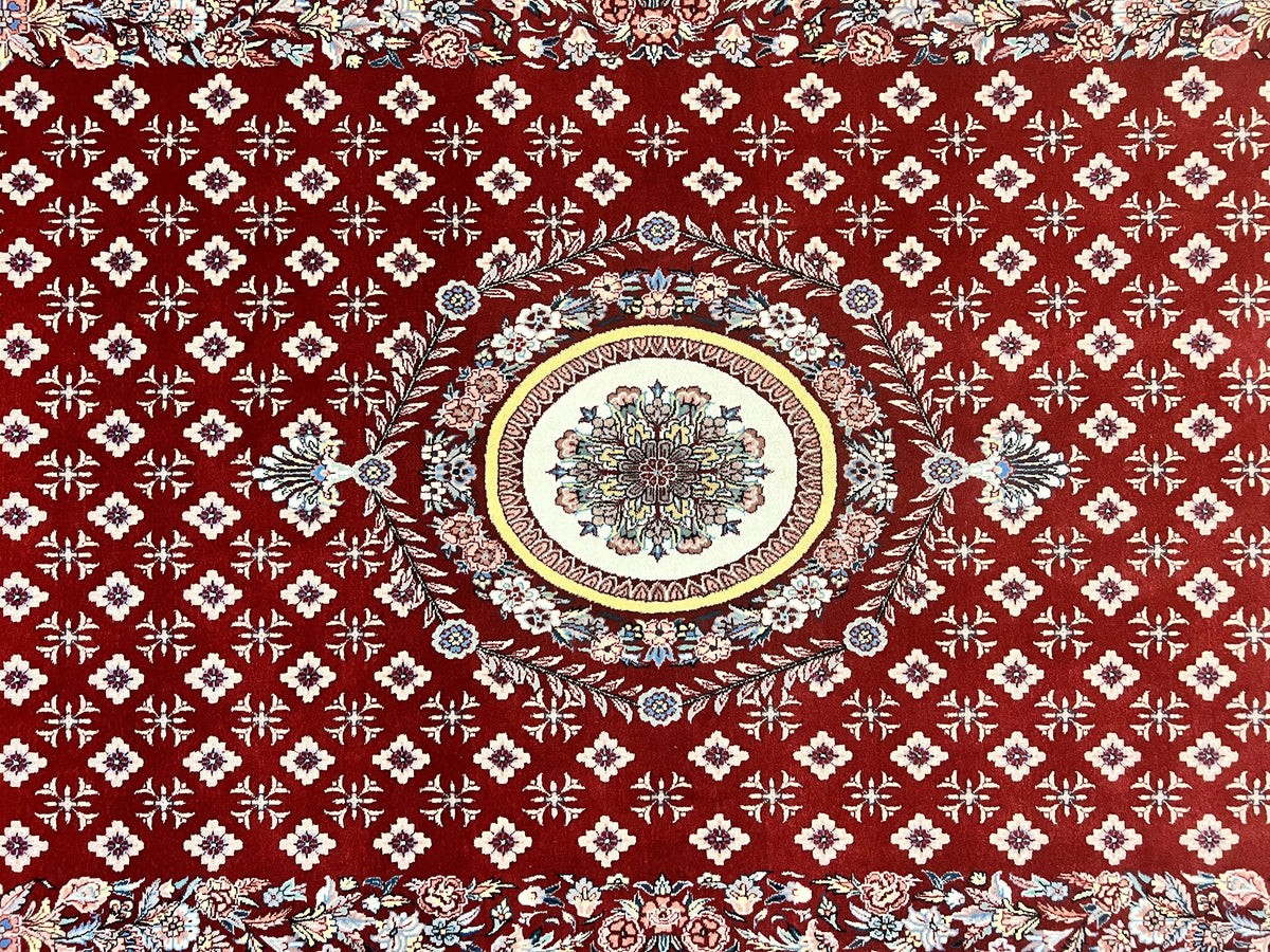 Pakistani Rug 6x9, European Aubusson Design, Wool Handmade Vintage Carpet, Dark Red, 6 x 9 Medium Sized Rug - Jewel Rugs, view 5