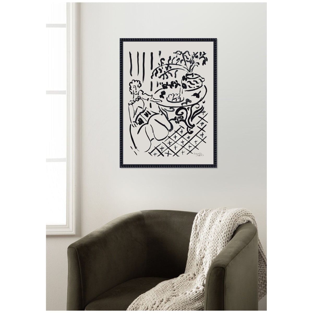Fille assise a table 1947 Henri Matisse by Nostalgia Prints Framed Canvas Wall Art Print