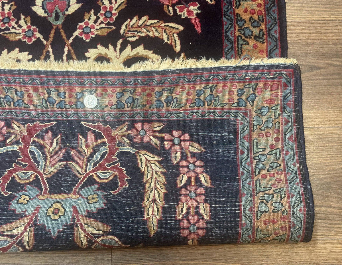 Antique Persian Kerman Rug 2.8 x 4, Navy Blue, Floral - Jewel Rugs, view 11