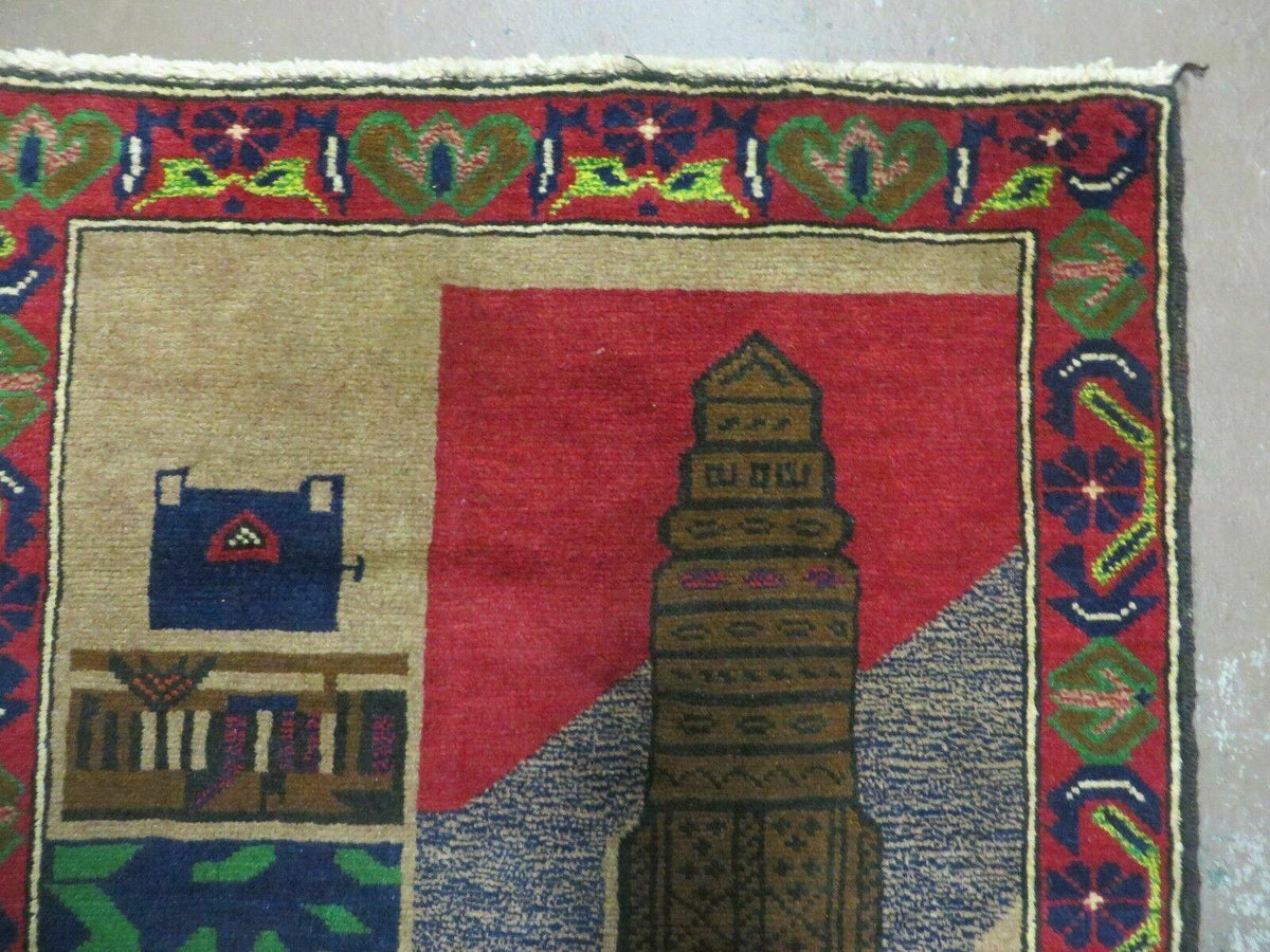 3' X 4' New Vintage Handmade Afghan Balouch Tribal Wool Pictorial Rug # 281 - Jewel Rugs, view 6