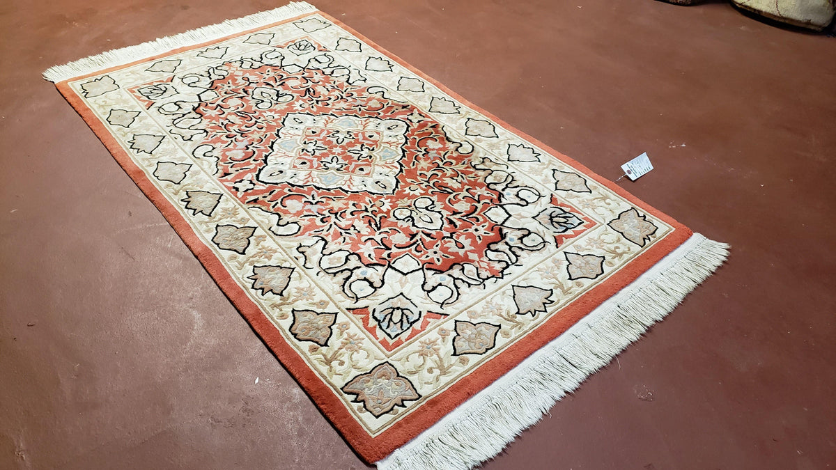 3x5 Red Chinese Plush Rug, Hand Knotted Soft Wool Carpet, Medallion Rug, Fine Vintage Rug, 120 Line, Small Area Rug - Jewel Rugs, view 4