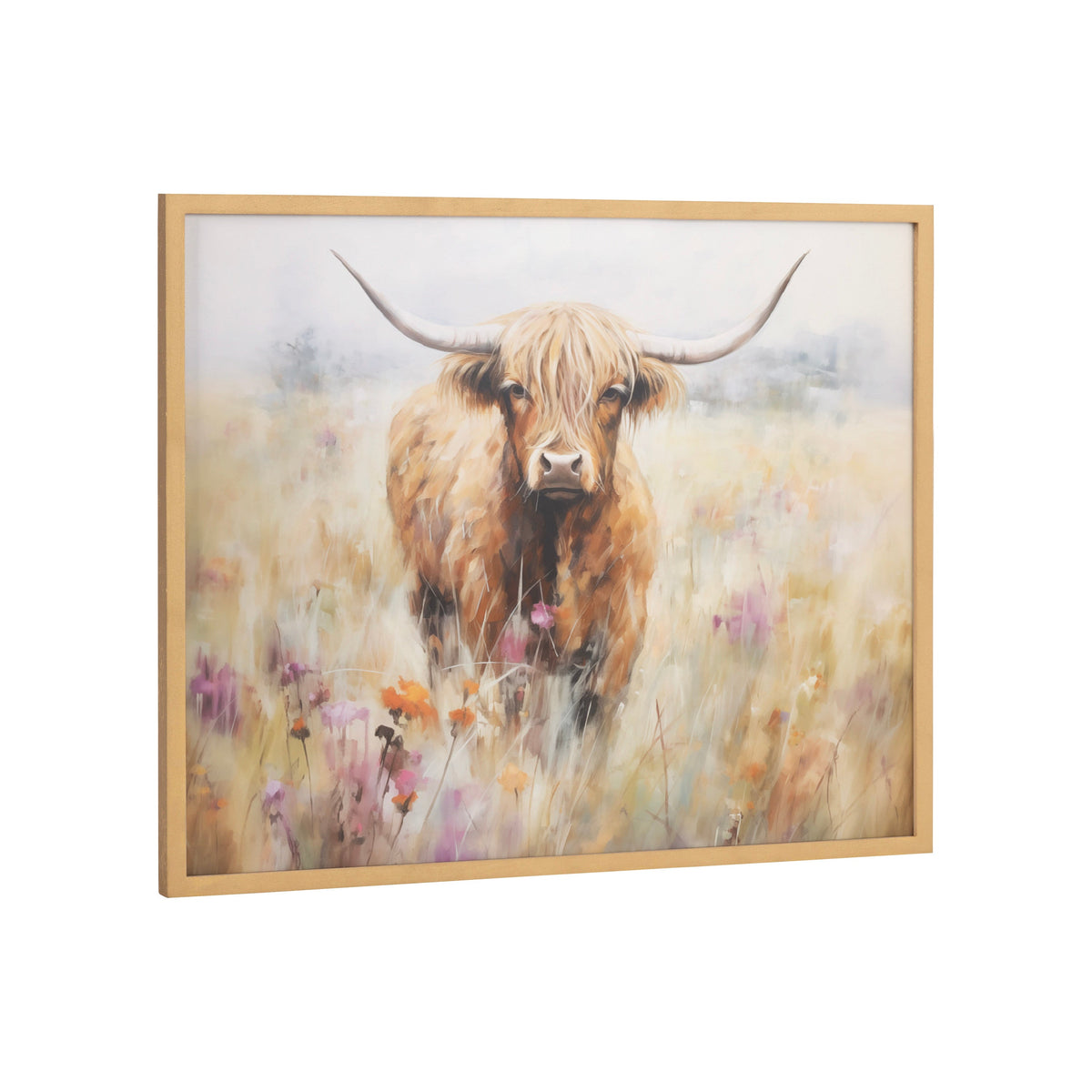 Gallery Highland Cow in a Flower Field Landscape Print by The Creative Bunch Studio