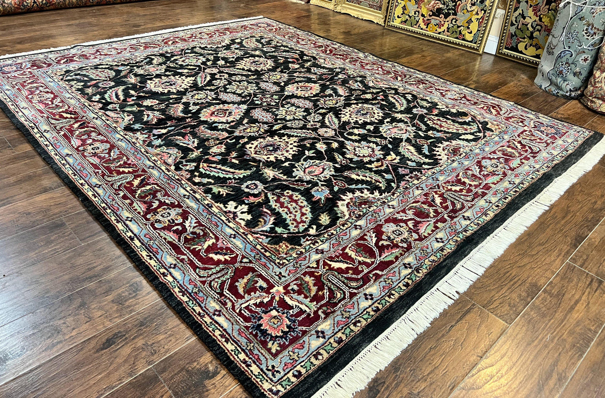 Indo Persian Rug 8x10, Nourison Carpet, Floral, Hand Knotted Vintage Wool Rug - Jewel Rugs, view 12