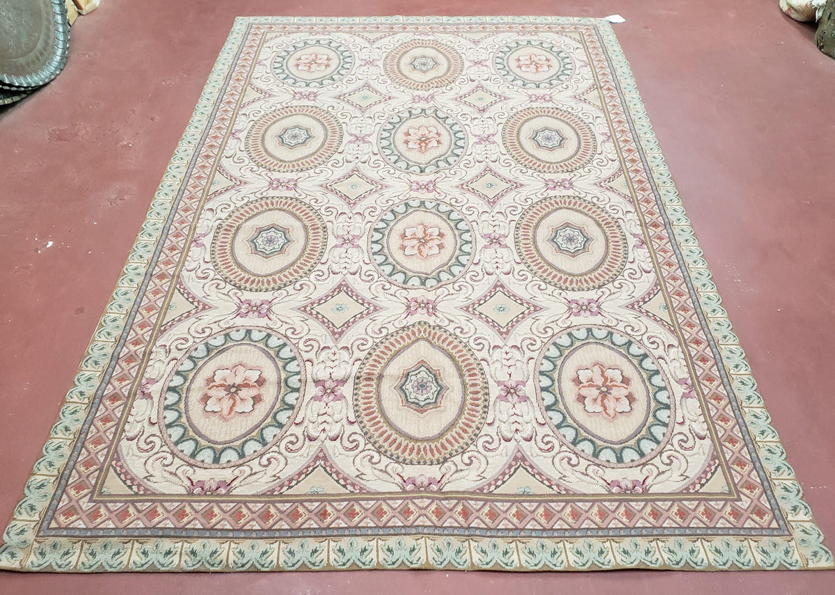 New Needlepoint Rug, 6x9 Needlepoint Carpet, Flatweave Rug, Vicotorian French European English Decor, Elegant Rug for Living Room, Handmade - Jewel Rugs, view 2