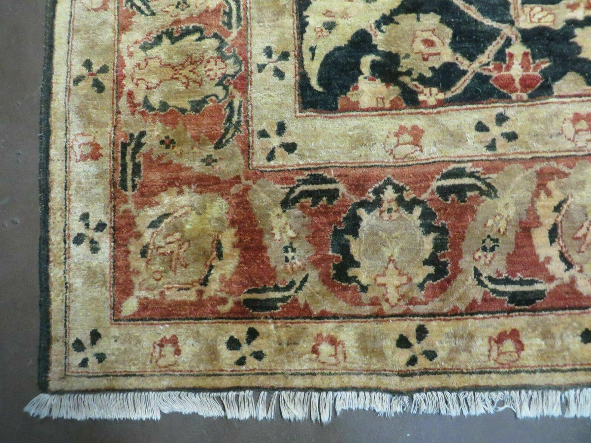 8' X 9' Handmade Pakistan Wool Cotton Rug Peshawar Black Floral Nice # 200C - Jewel Rugs, view 9