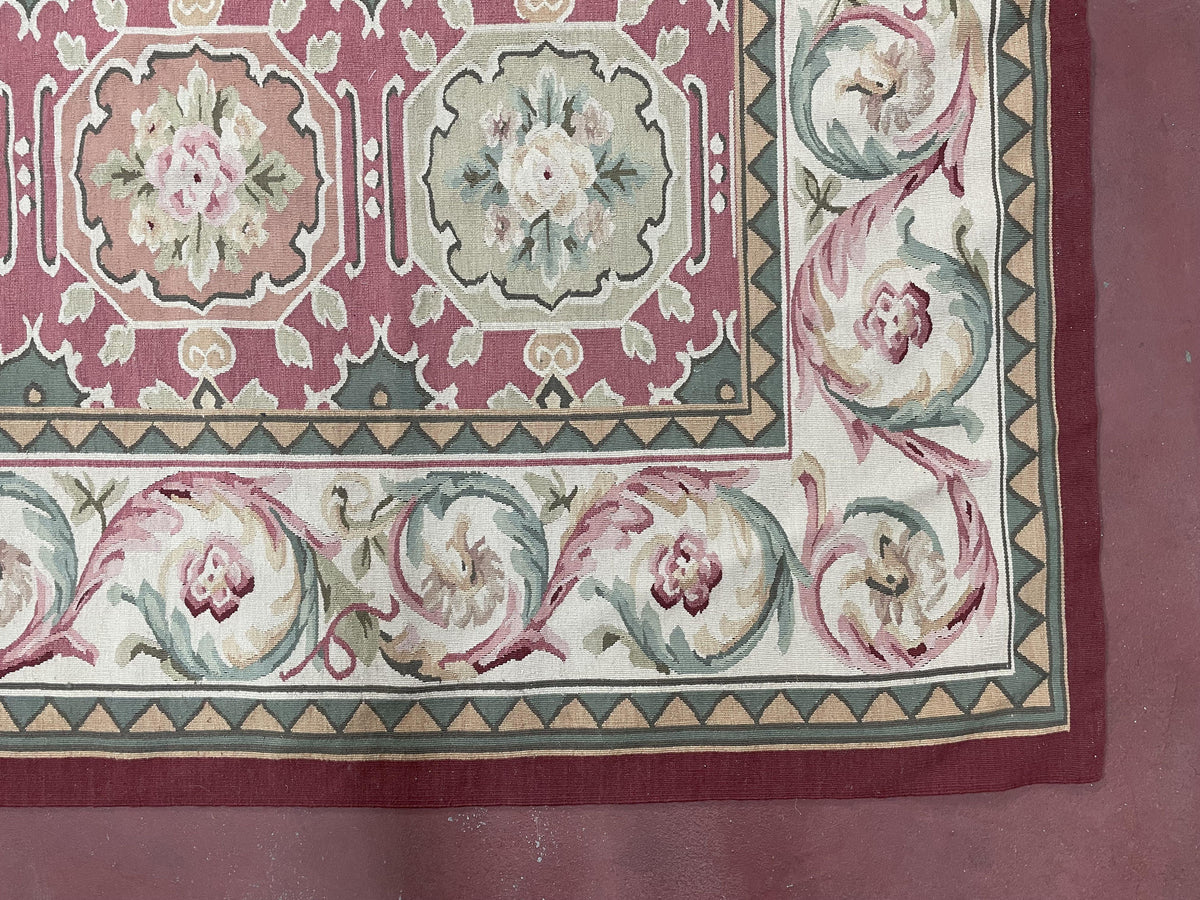Square Aubusson Rug 9x9, Panel Design, European French English Carpet, Wool - Jewel Rugs, view 13