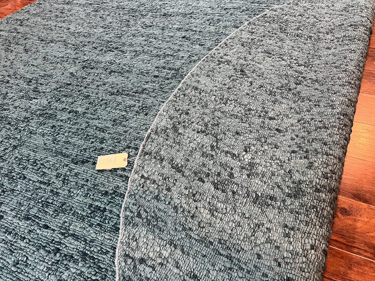 Large Round Indian Rug 11x11, Teal, Vintage Handmade Wool Carpet - Jewel Rugs, view 10