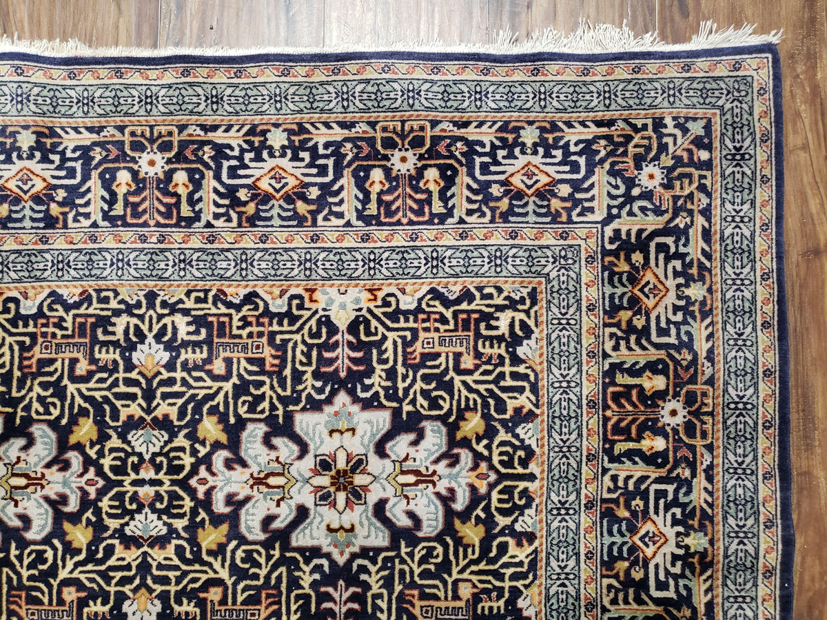 Navy Blue Persian Kashan Rug, Hand-Knotted, Wool, 4' 8" x 7' 4", Pair B - Jewel Rugs, view 9