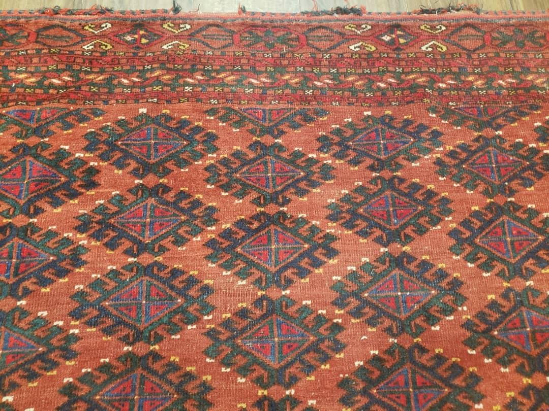 Antique Turkoman Rug 3'4" x 5', Collecticble Yamud Oriental Rug, Seat Pillow Cushion Cover, Tribal Mat, Wool Red Hand-Knotted Mafresh Carpet - Jewel Rugs, view 7