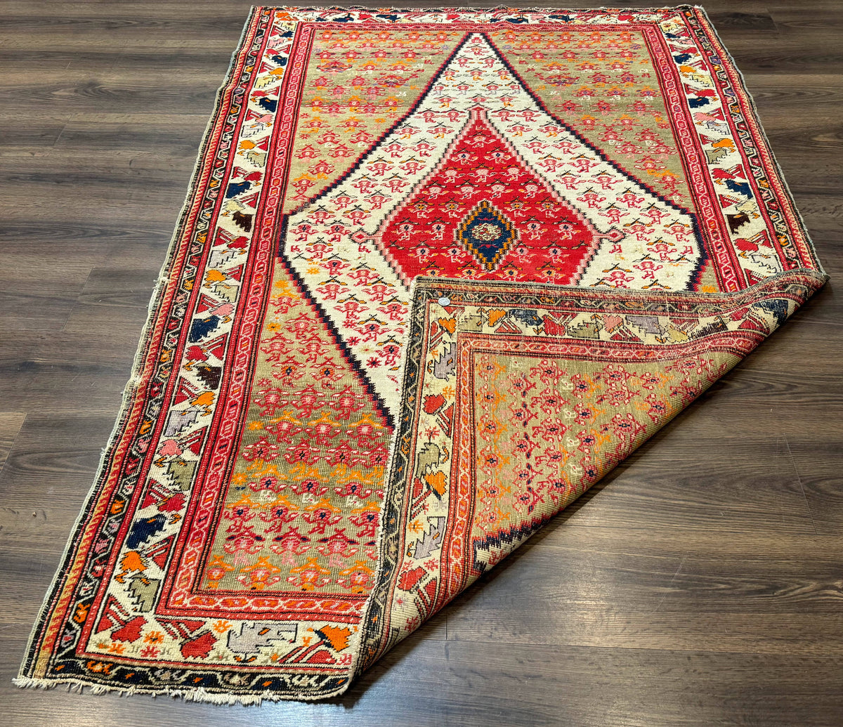 Antique Persian Malayer Rug 4x7, Tribal Senneh Carpet, Geometric, Diamond Design - Jewel Rugs, view 11