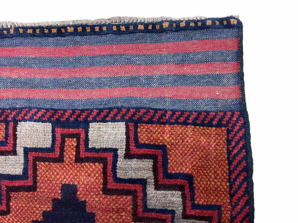 3X5 Vintage Handmade Tribal Wool Rug Balouchi Rug Afghan Rug Red 2' 8" X 4' 8" - Jewel Rugs, view 6