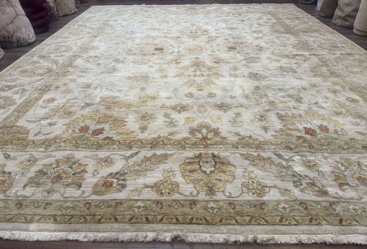 Palace Size Rug 12x15, Neutral Light Colors, Oat, Peshawar Chobi Oushak Rug, Handmade Wool Rug - Jewel Rugs, view 2