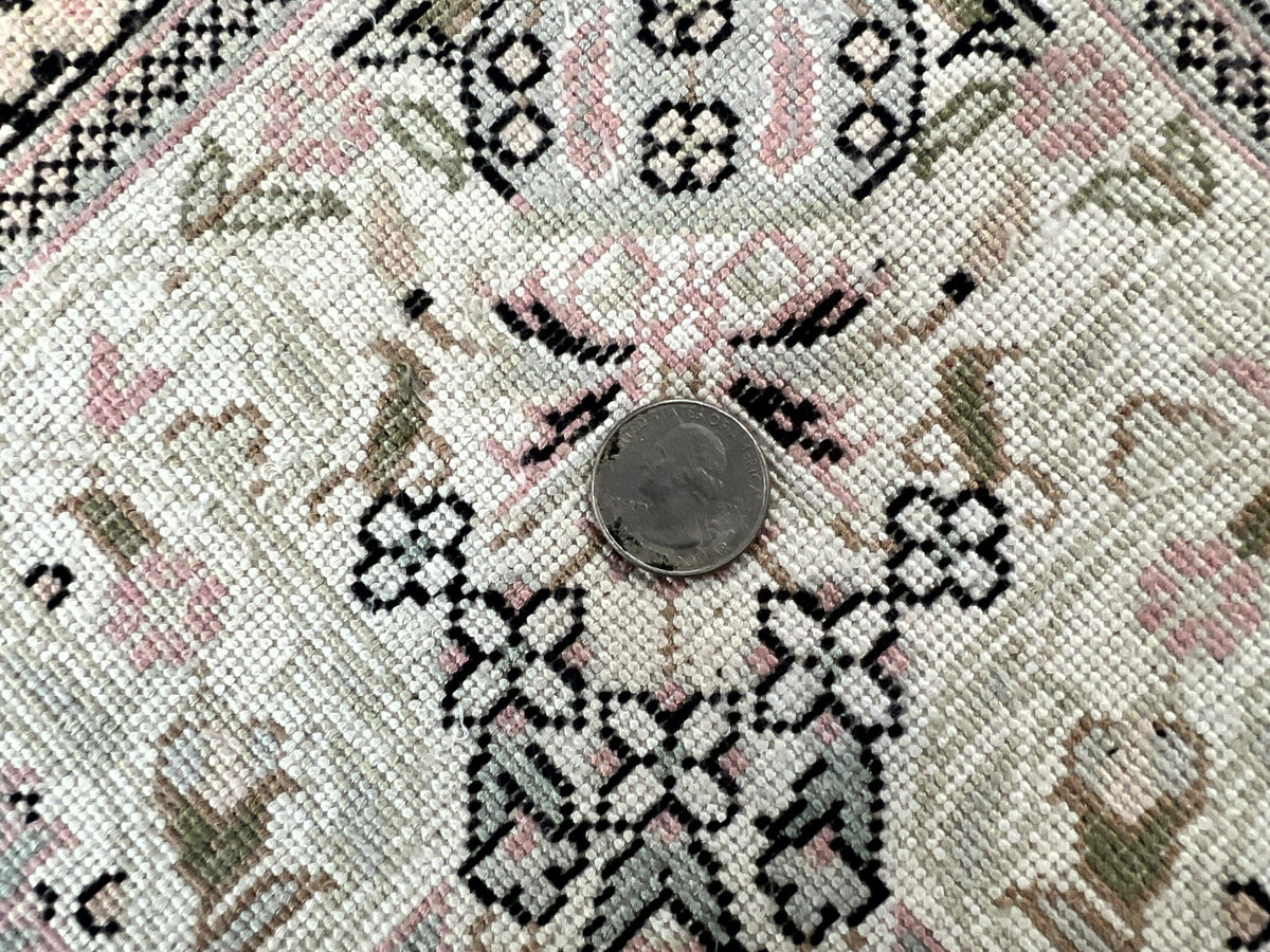 Silk Indian Kashmiri Rug 4x6, Handmade, Ivory, Fine 240 KPSI - Jewel Rugs, view 10