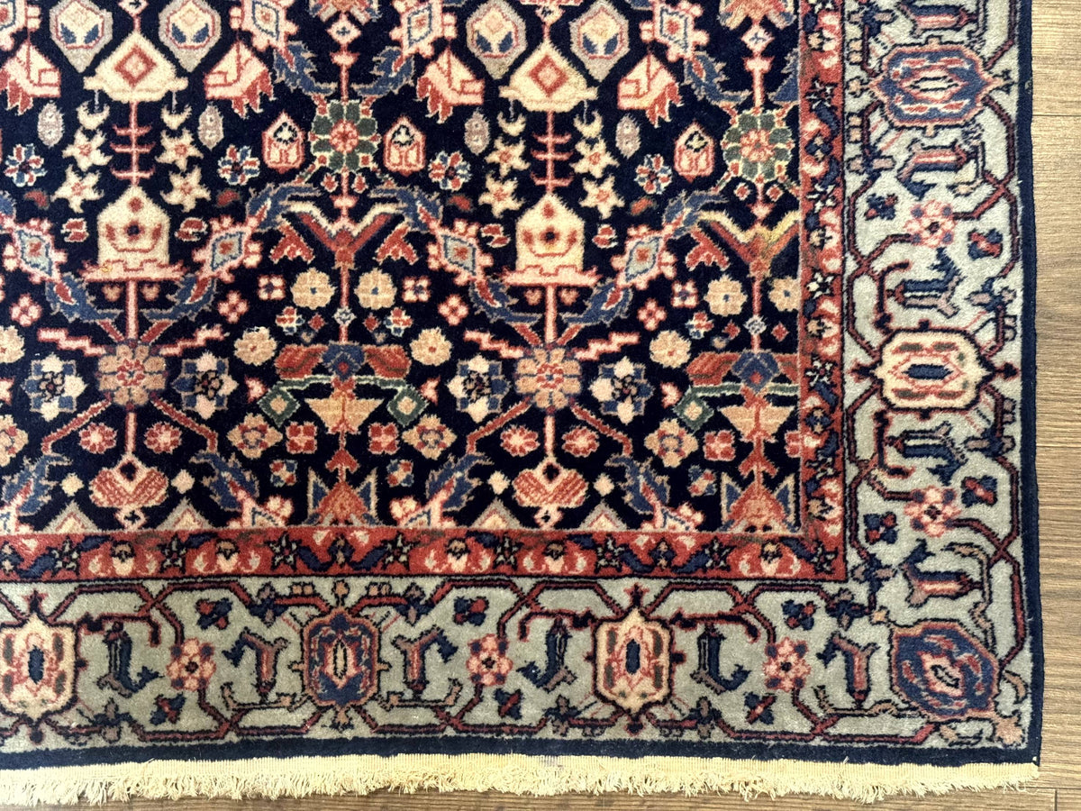 Indo Persian Runner Rug 2.8 x 12, Navy Blue, Floral, Fine 270 KPSI - Jewel Rugs, view 10