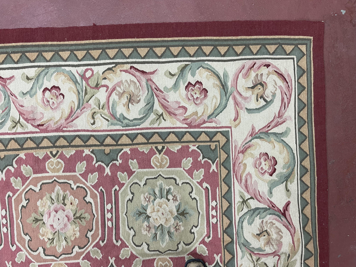 Square Aubusson Rug 9x9, Panel Design, European French English Carpet, Wool - Jewel Rugs, view 10