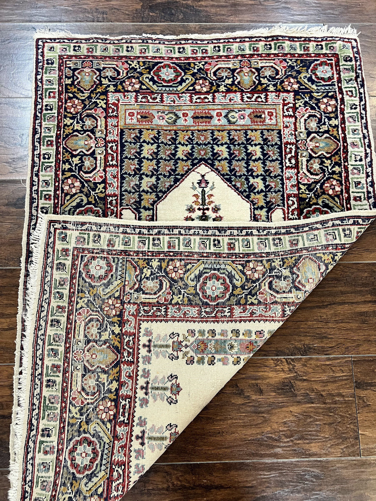 Turkish Prayer Rug 2.5 x 4, Vintage Wool Hand Knotted Carpet, Ivory - Jewel Rugs, view 10
