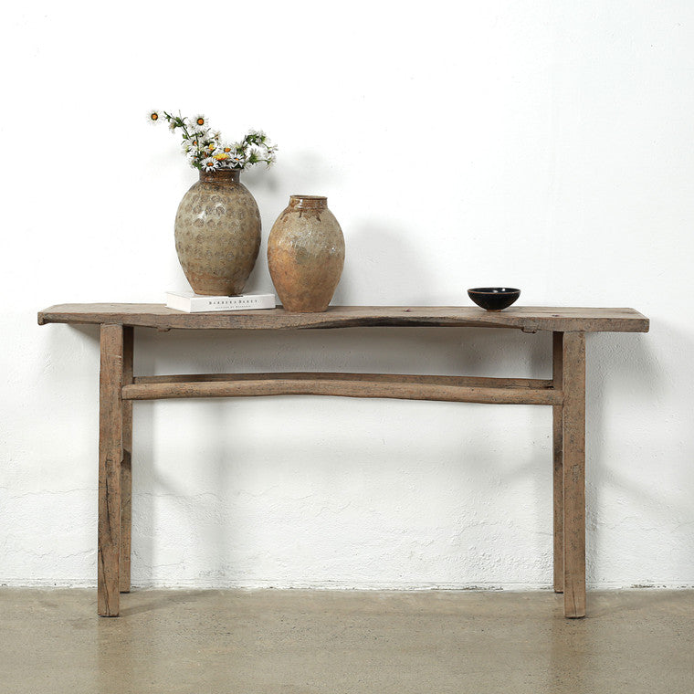 Approx. 67 Inches Long 11 Inches Deep Vintage Console Table Elmwood Weathered Natural image 3