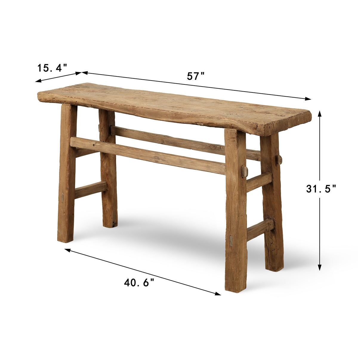 Approx. 57" Wide Vintage Console Table Weathered Natural